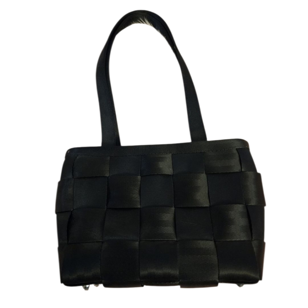 Harveys black woven seatbelt bag shoulder purse